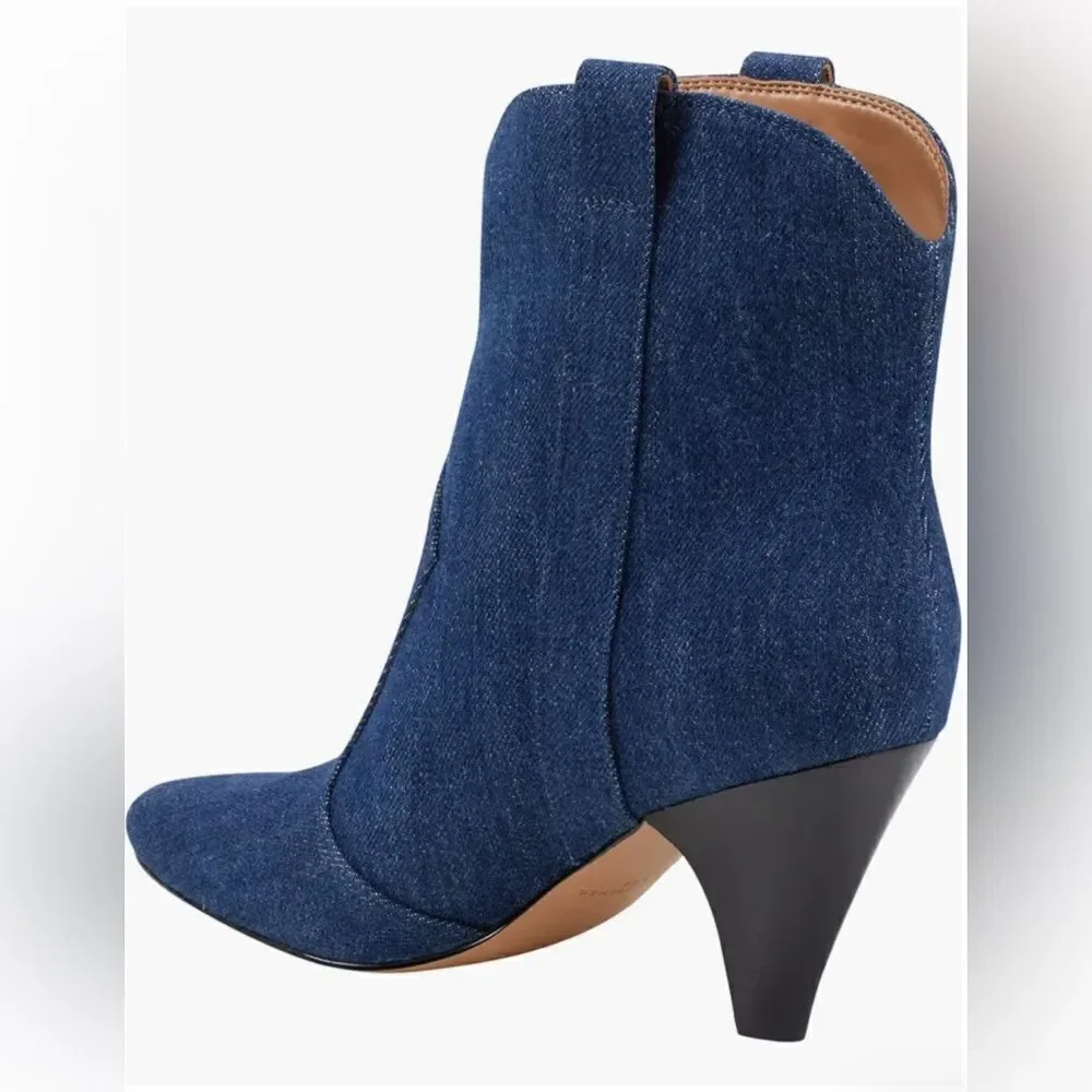 Marc Fisher Carissa Denim Western Bootie Boots Shoes Size 7.5
